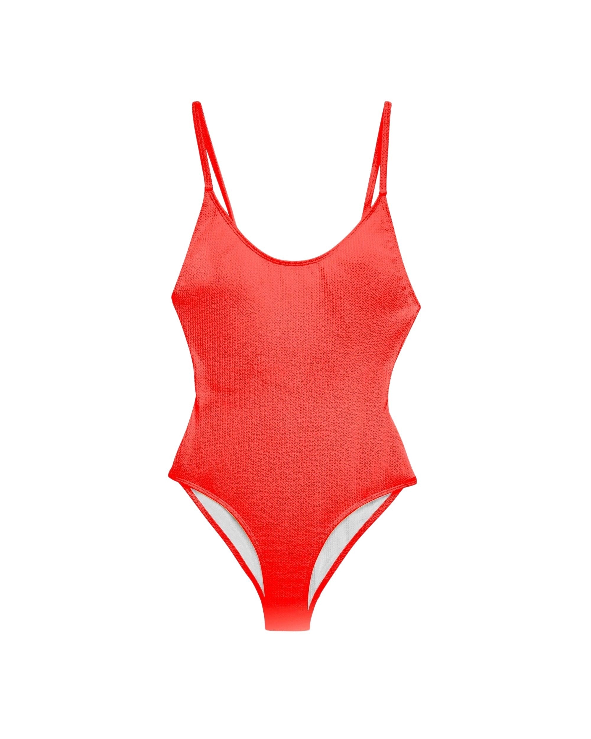 Maillot de bain une pièce à fines bretelles - Neon Orange