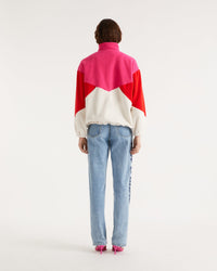Veste polaire oversize tricolore - Beach Pink