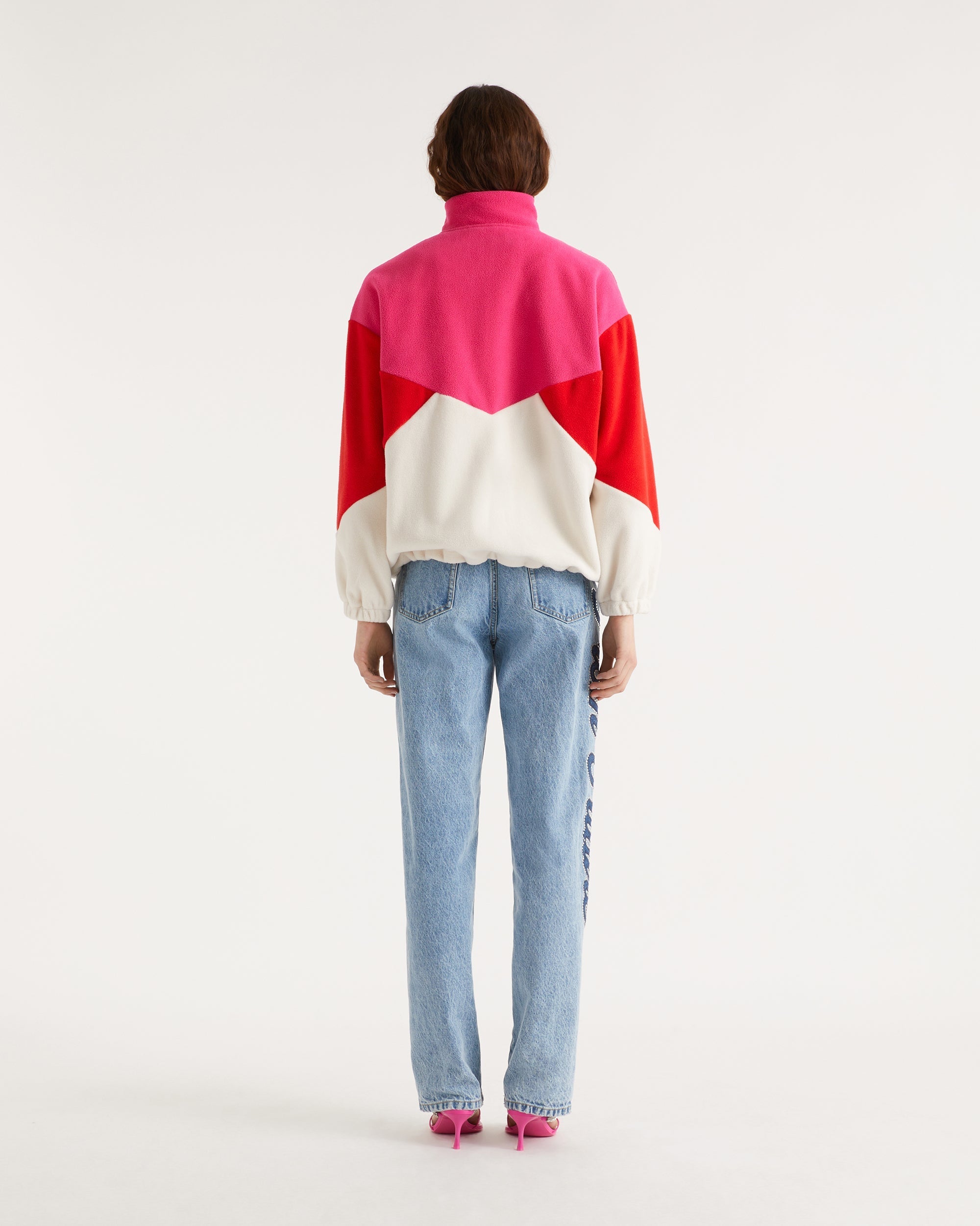 Veste polaire oversize tricolore - Beach Pink