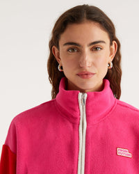 Veste polaire oversize tricolore - Beach Pink