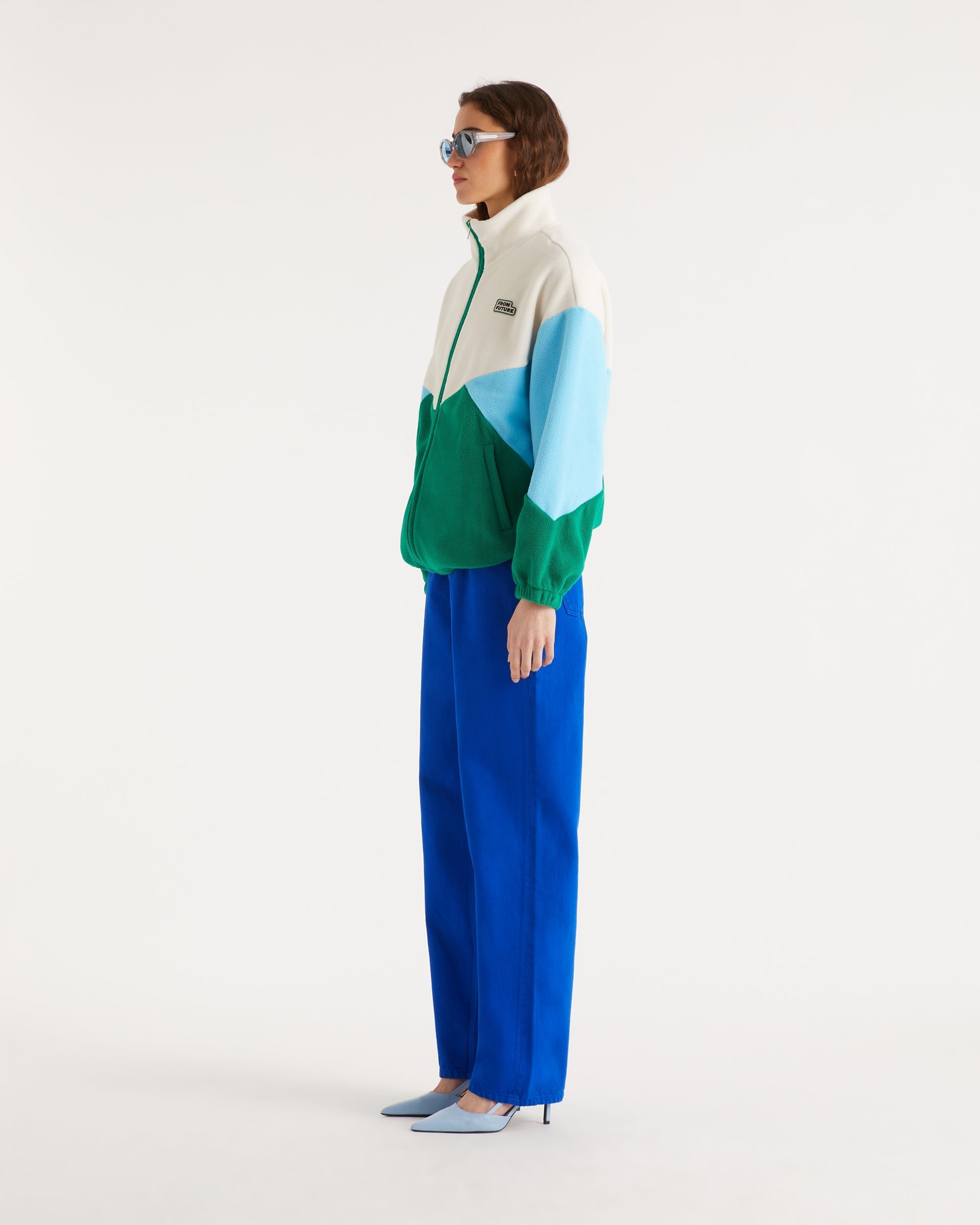 Veste polaire oversize tricolore - Holiday Green