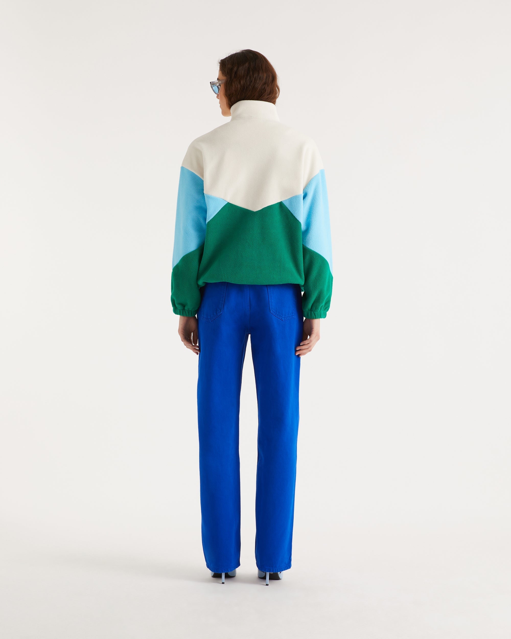 Veste polaire oversize tricolore - Holiday Green