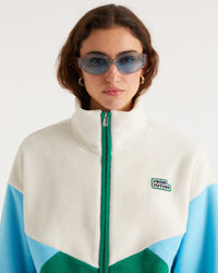 Veste polaire oversize tricolore - Holiday Green