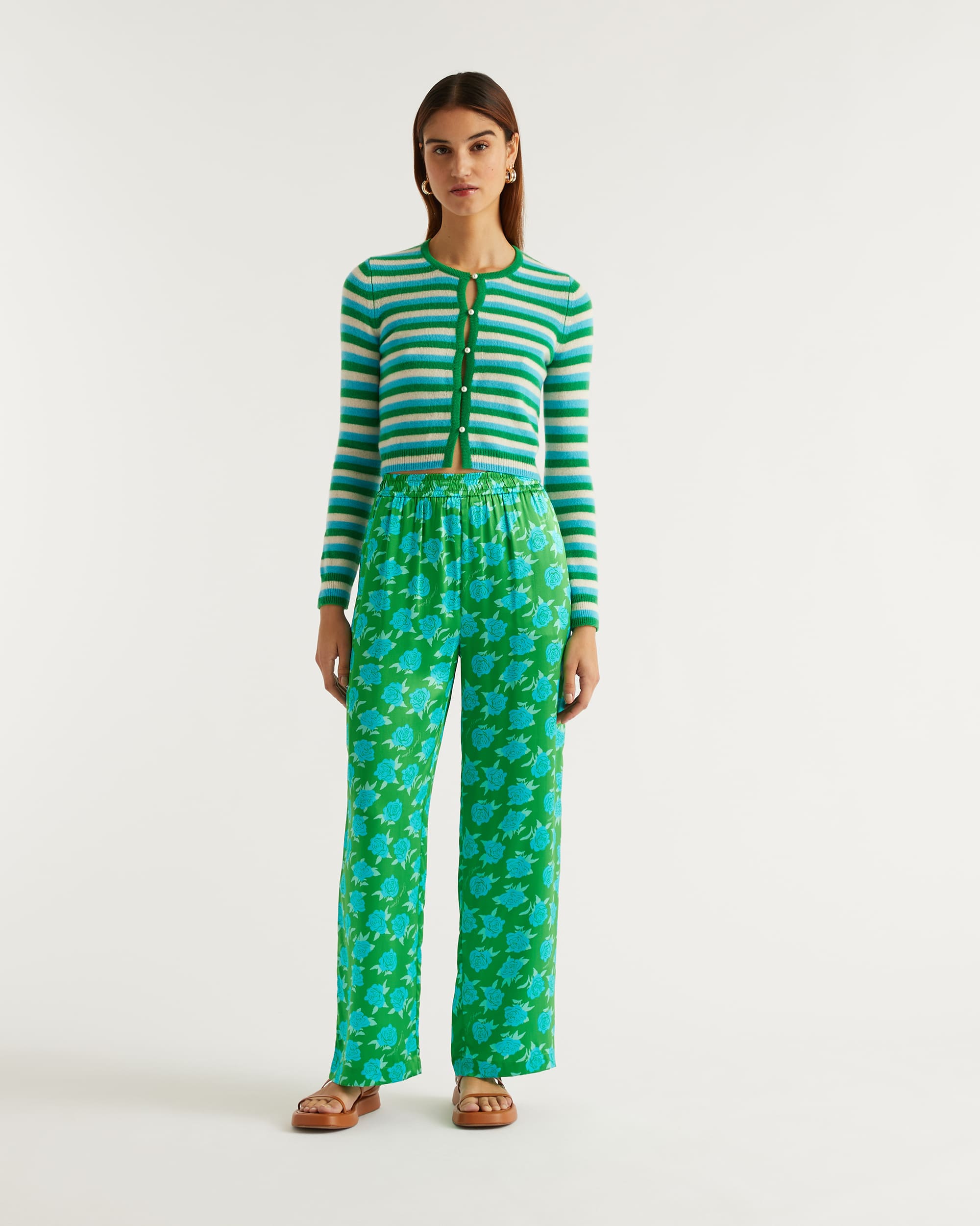 Pantalon large Regine en soie - Little Roses