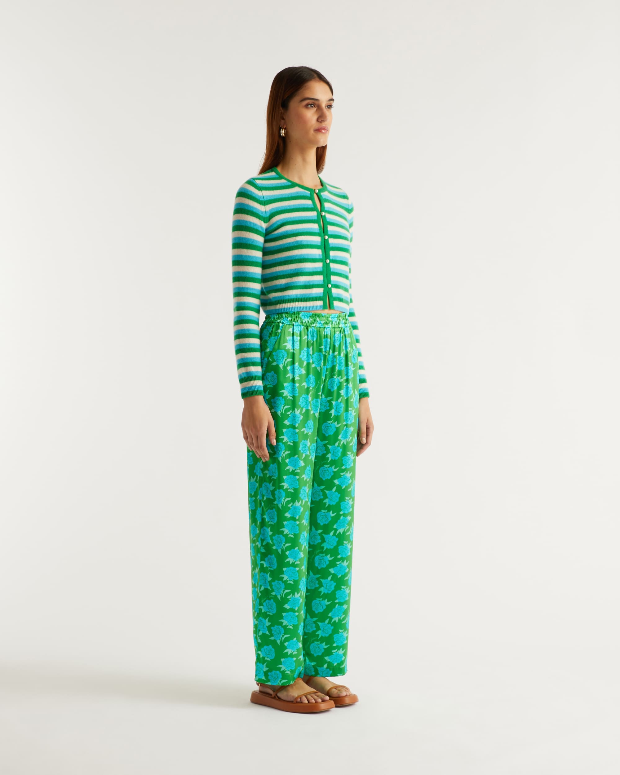 Pantalon large Regine en soie - Little Roses