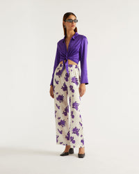 Pantalon large Regine en soie - Purple