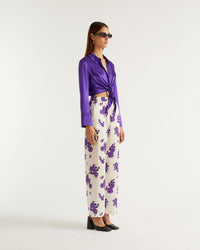 Pantalon large Regine en soie - Purple