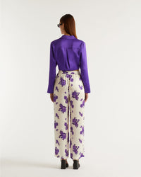 Pantalon large Regine en soie - Purple