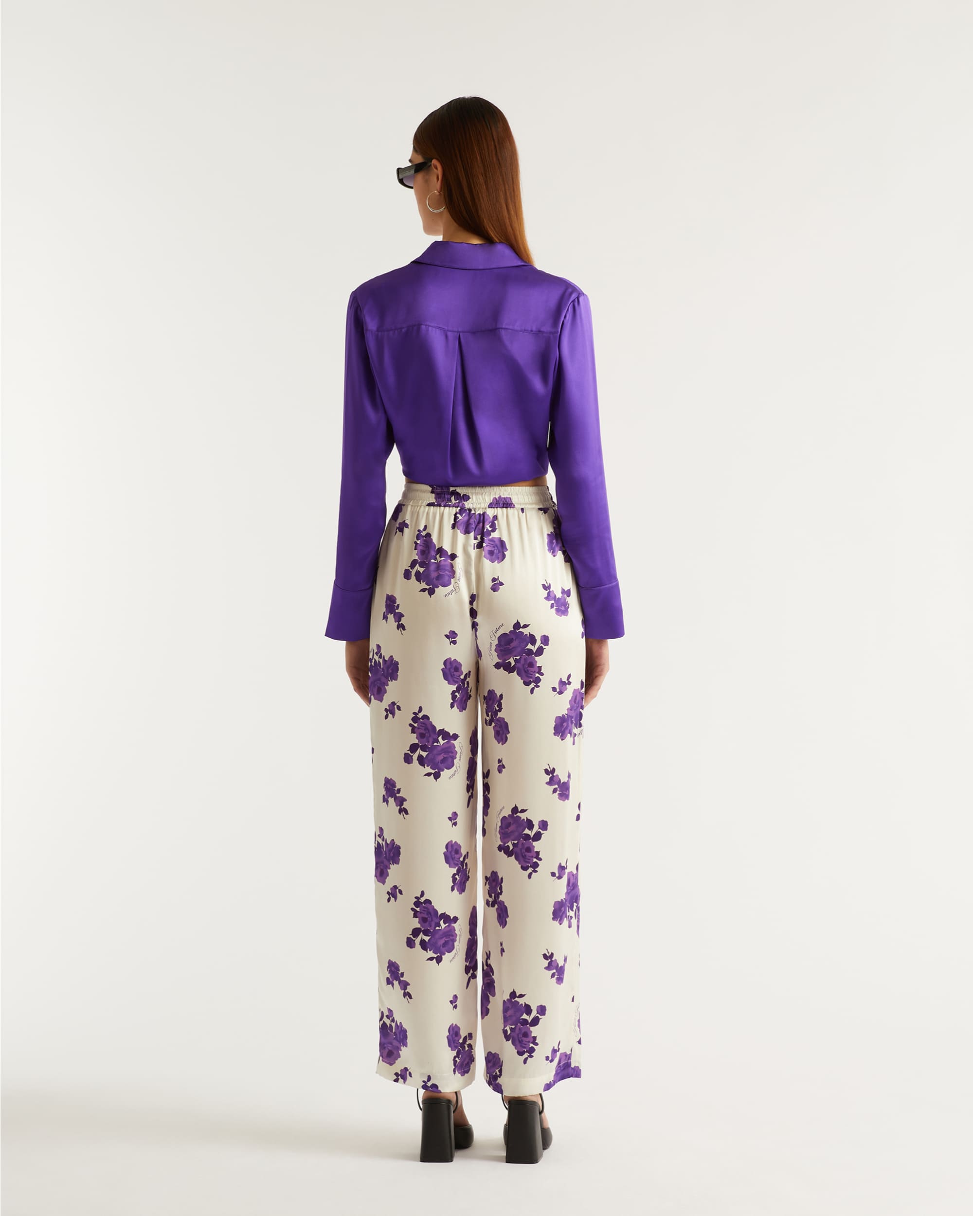 Pantalon large Regine en soie - Purple
