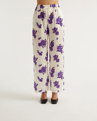Pantalon large Regine en soie - Purple