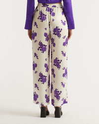 Pantalon large Regine en soie - Purple