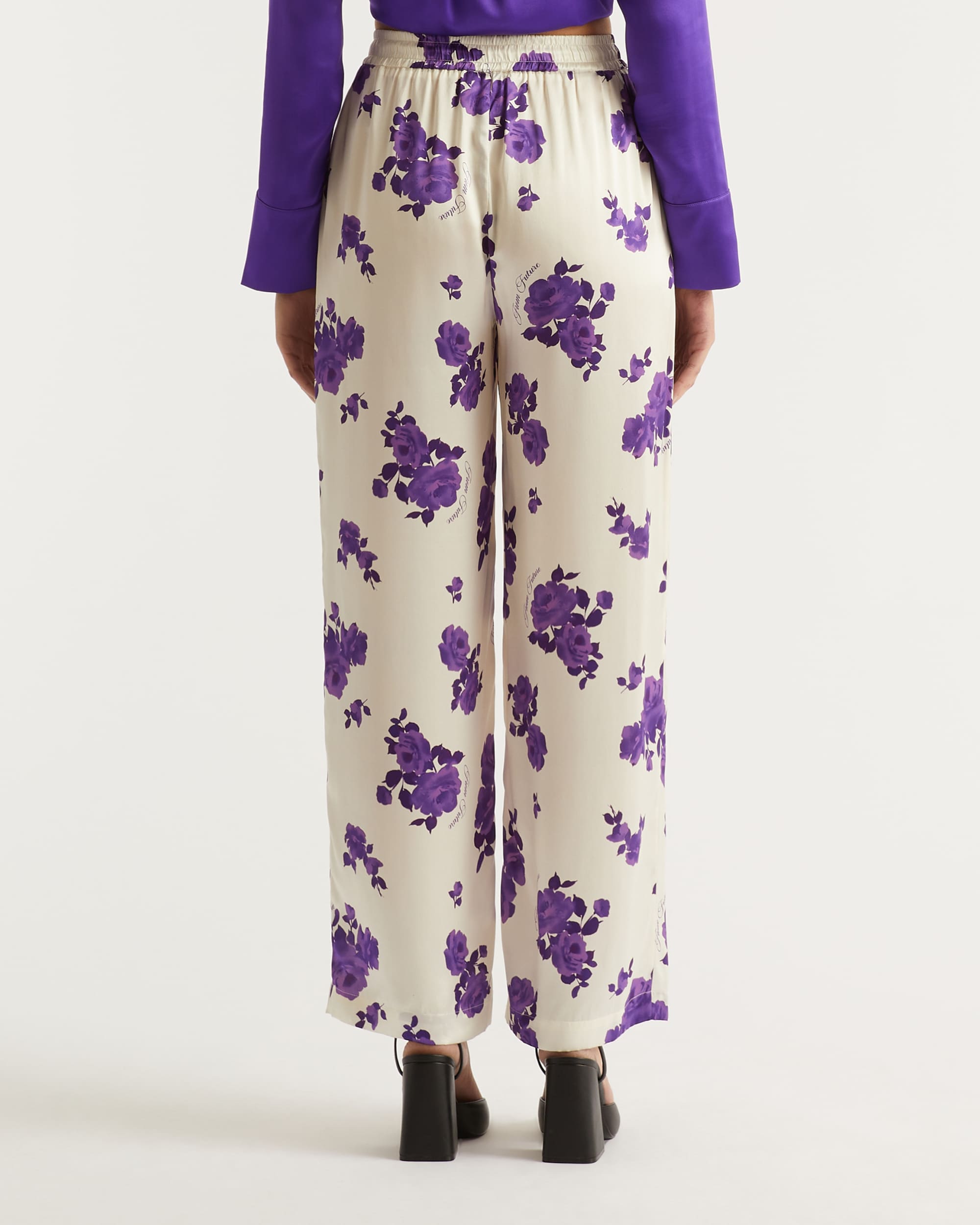 Pantalon large Regine en soie - Purple