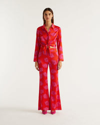 Pantalon flare Milla en soie - Red Poppy