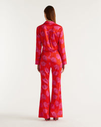 Pantalon flare Milla en soie - Red Poppy
