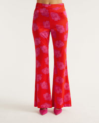 Pantalon flare Milla en soie - Red Poppy