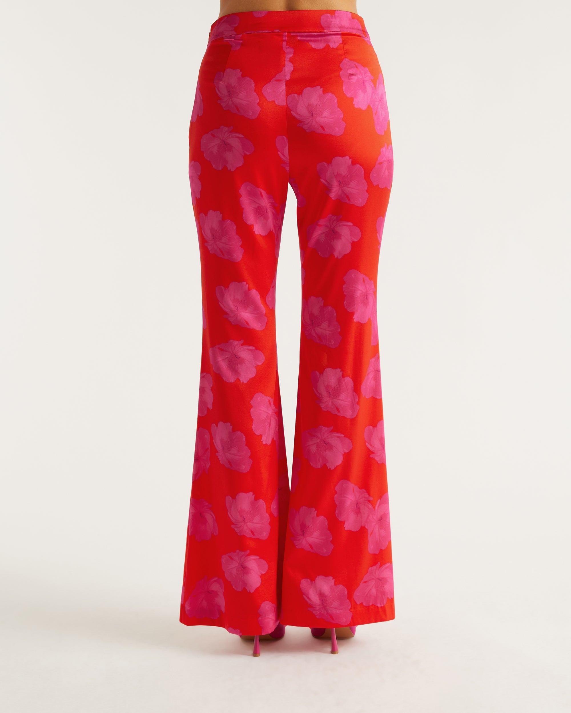 Pantalon flare Milla en soie - Red Poppy