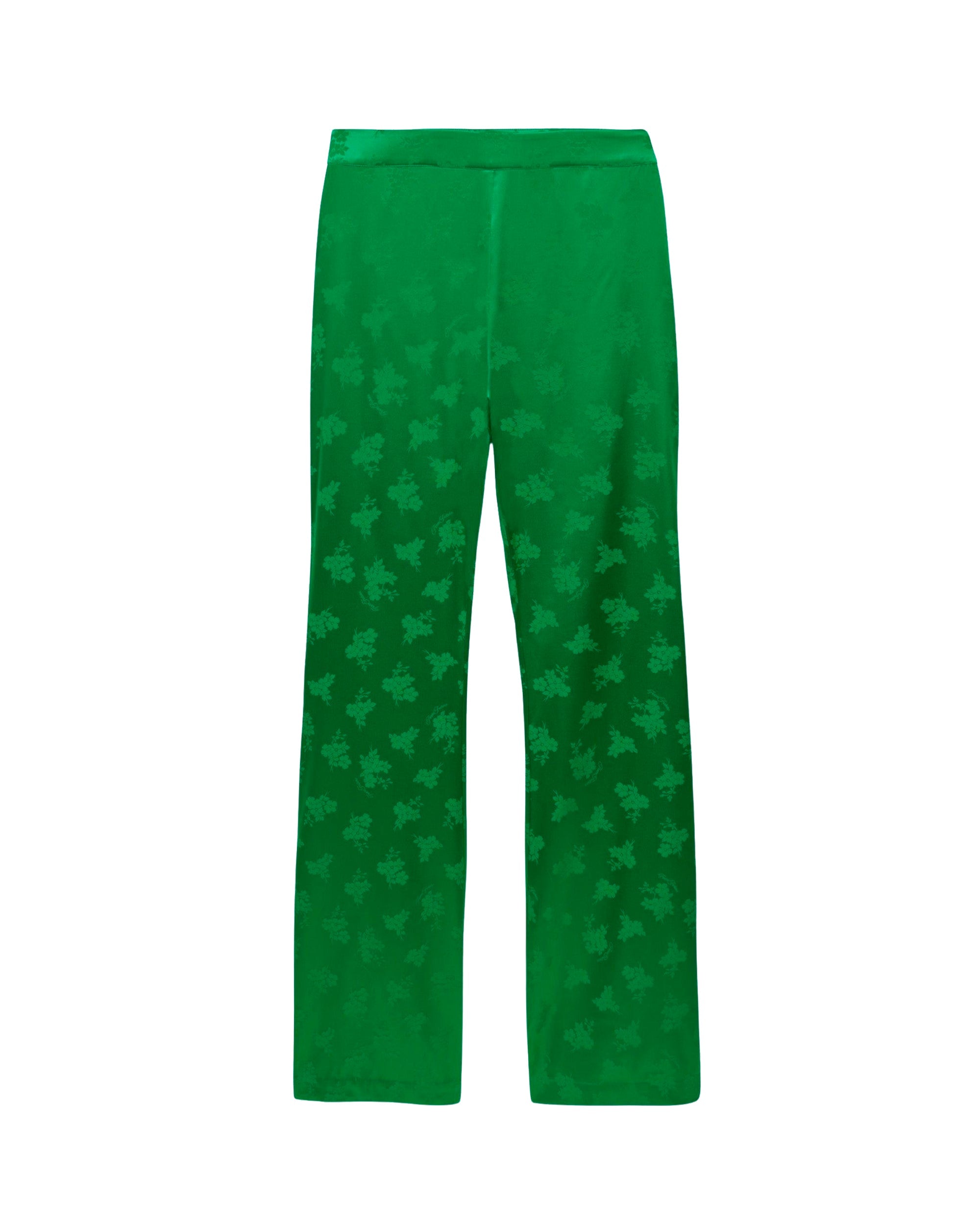 Pantalon flare Milla en soie - Green Jacquard