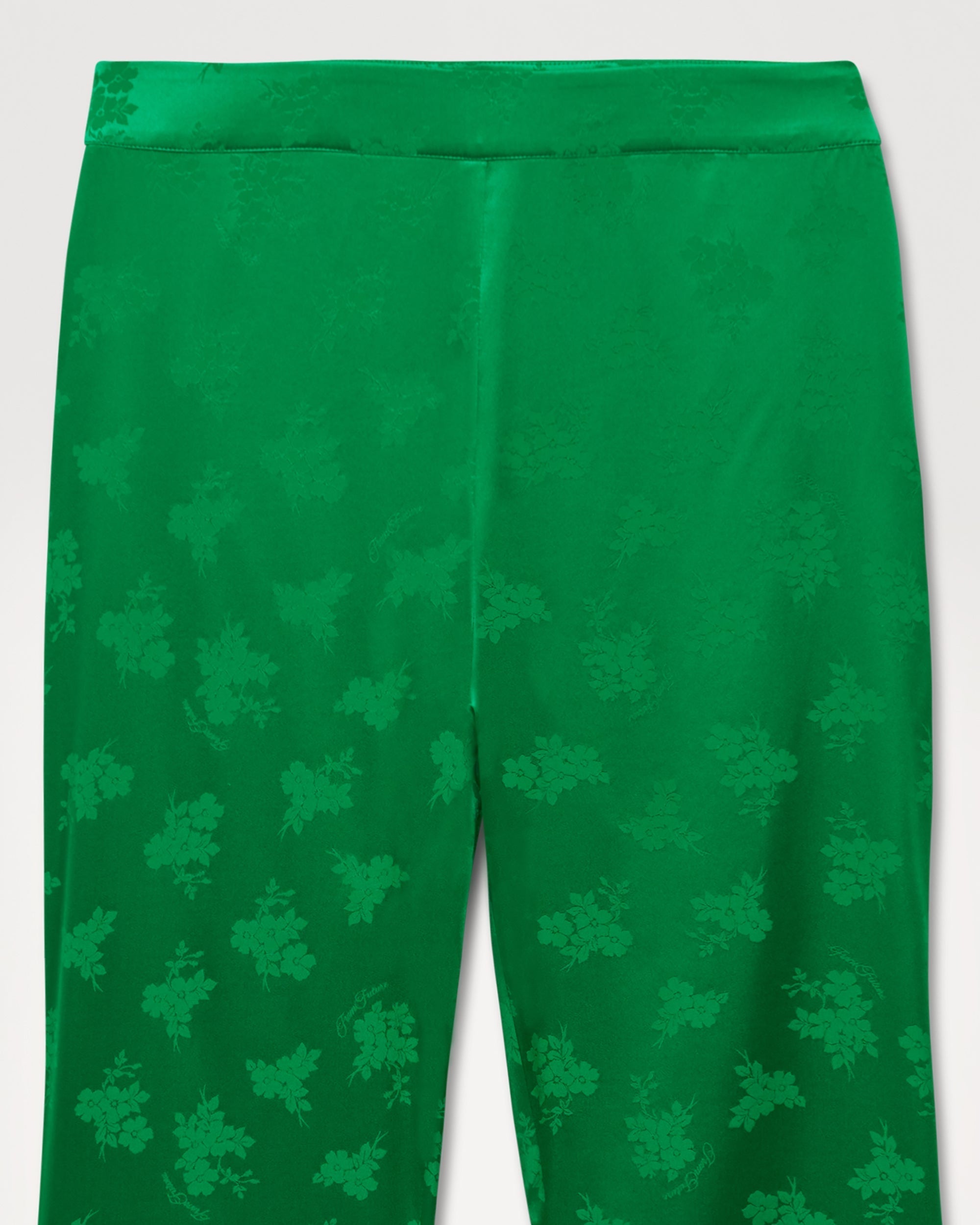 Pantalon flare Milla en soie - Green Jacquard