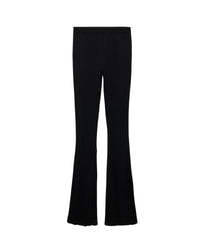 Pantalon flare à côtes en laine mérinos - Black