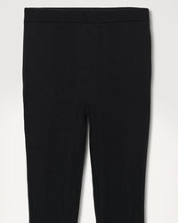 Pantalon flare à côtes en laine mérinos - Black