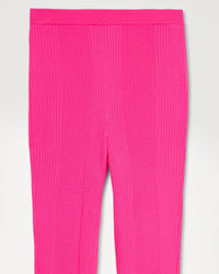Pantalon flare à côtes en laine mérinos - Summer Fuchsia
