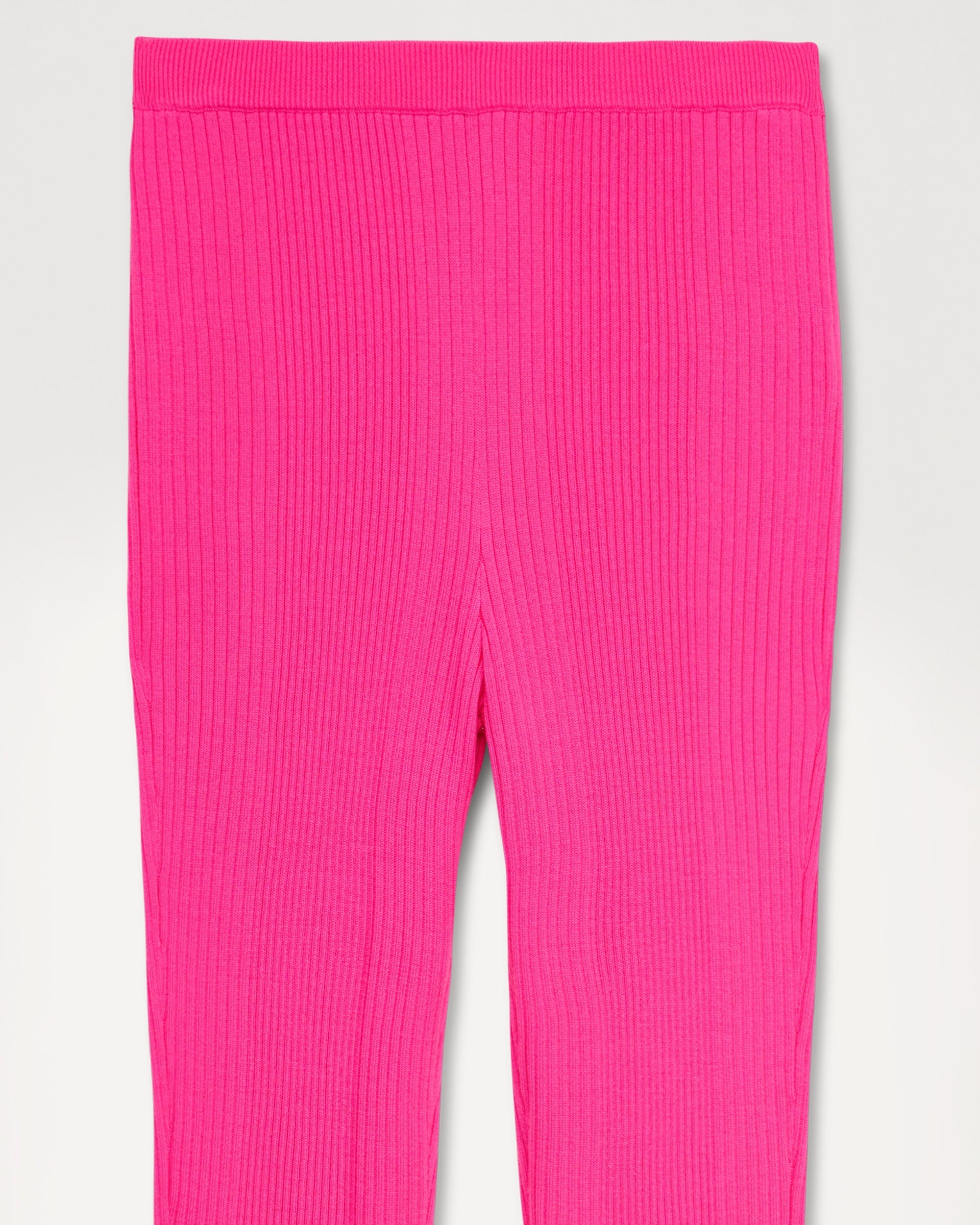 Pantalon flare à côtes en laine mérinos - Summer Fuchsia