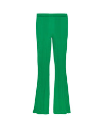 Pantalon flare à côtes en laine mérinos - Summer Green
