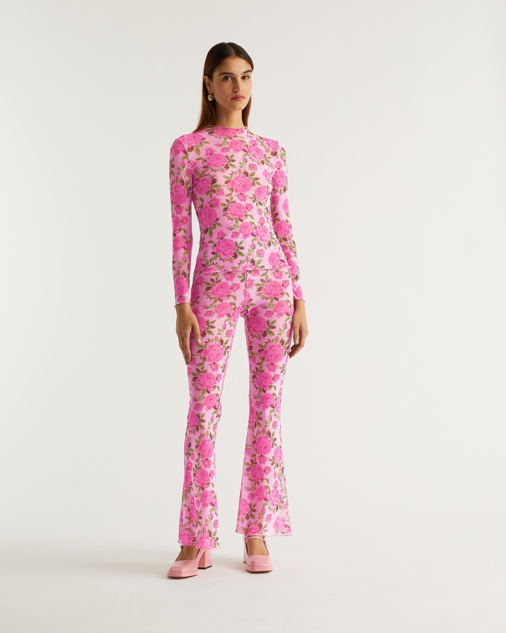 Pantalon flare à imprimé fleuri - Big Roses