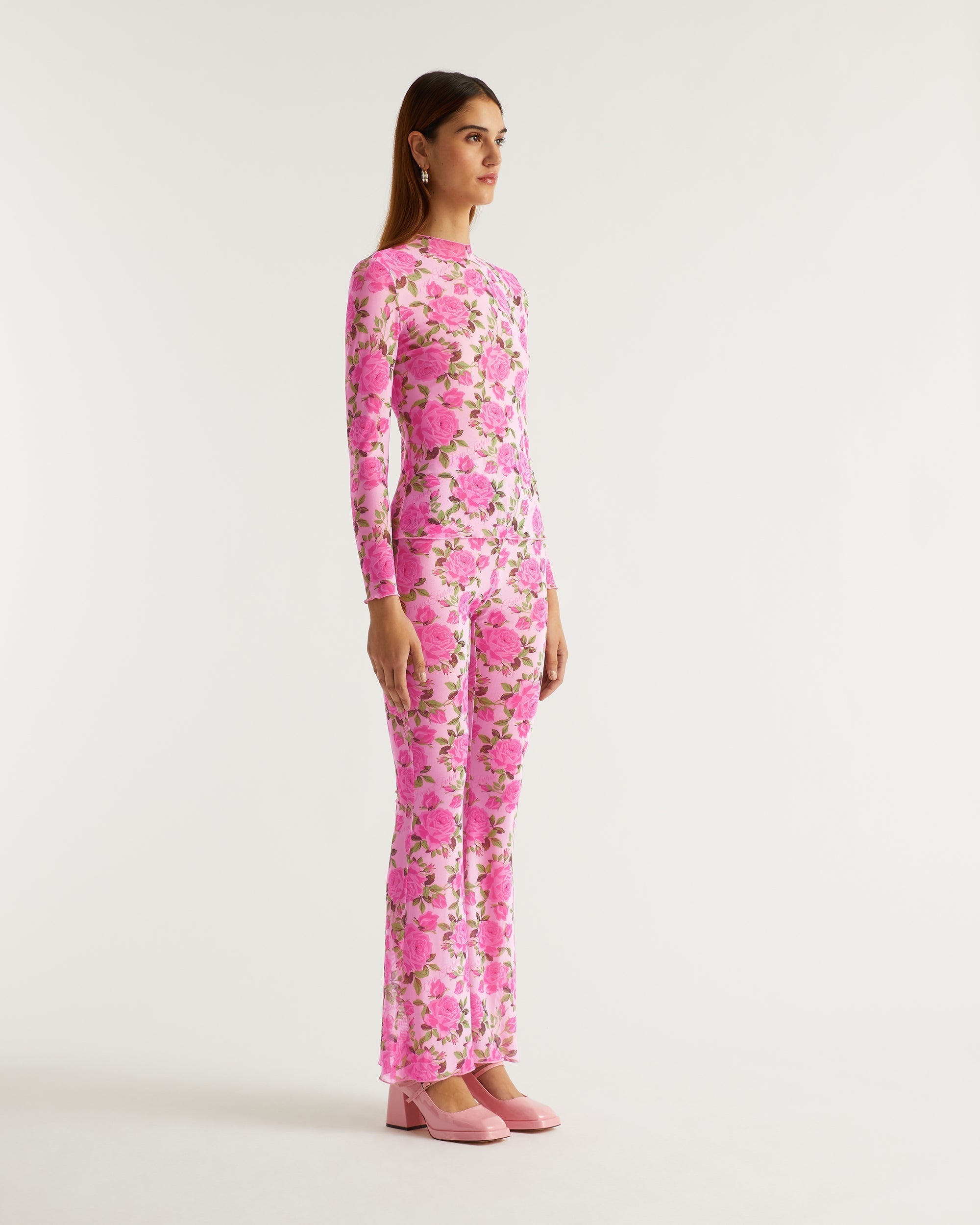 Pantalon flare à imprimé fleuri - Big Roses