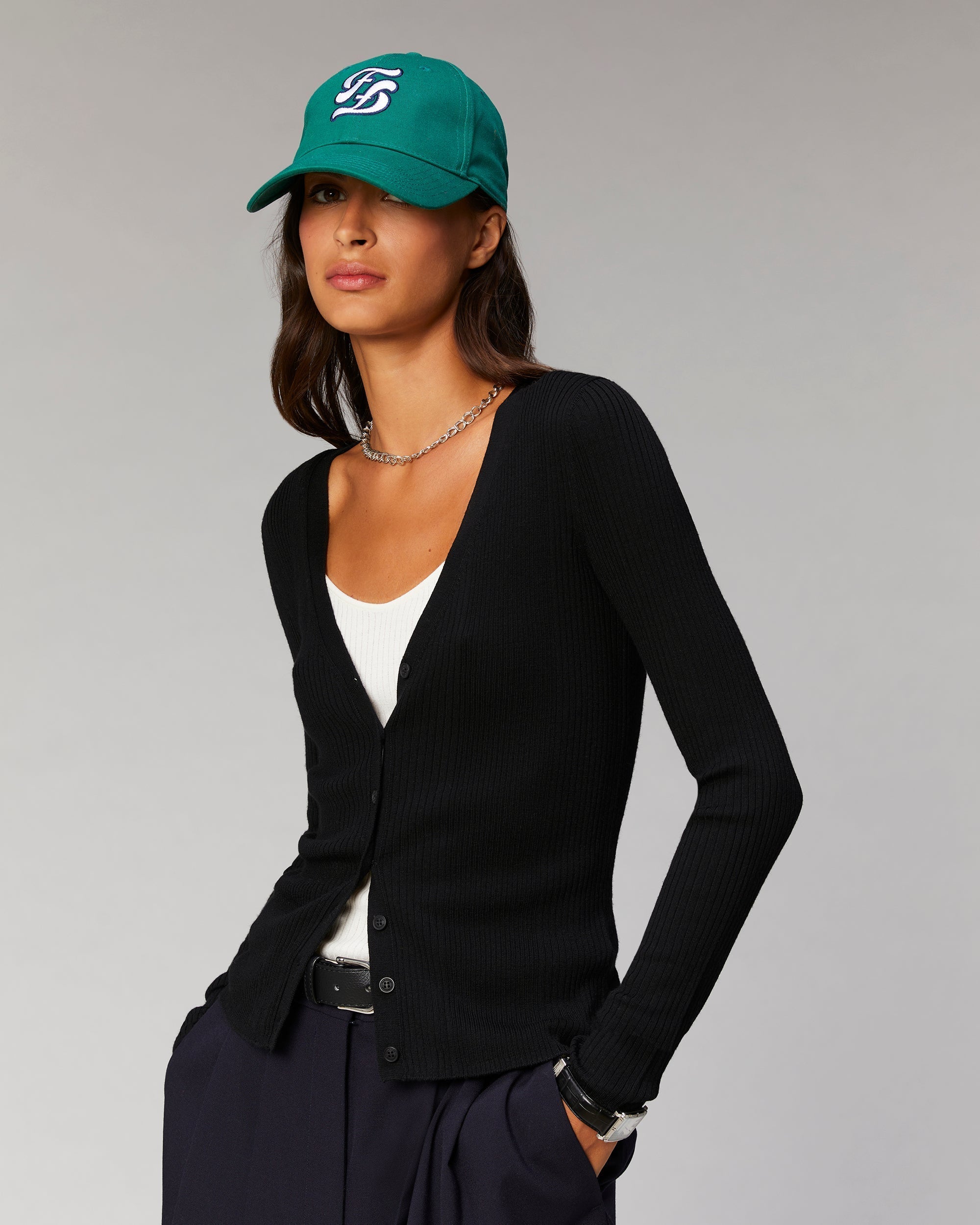 Cardigan côtelé en laine mérinos - Power Lilac