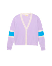 Cardigan court tricolore en cachemire - Lilac