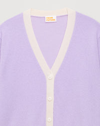 Cardigan court tricolore en cachemire - Lilac