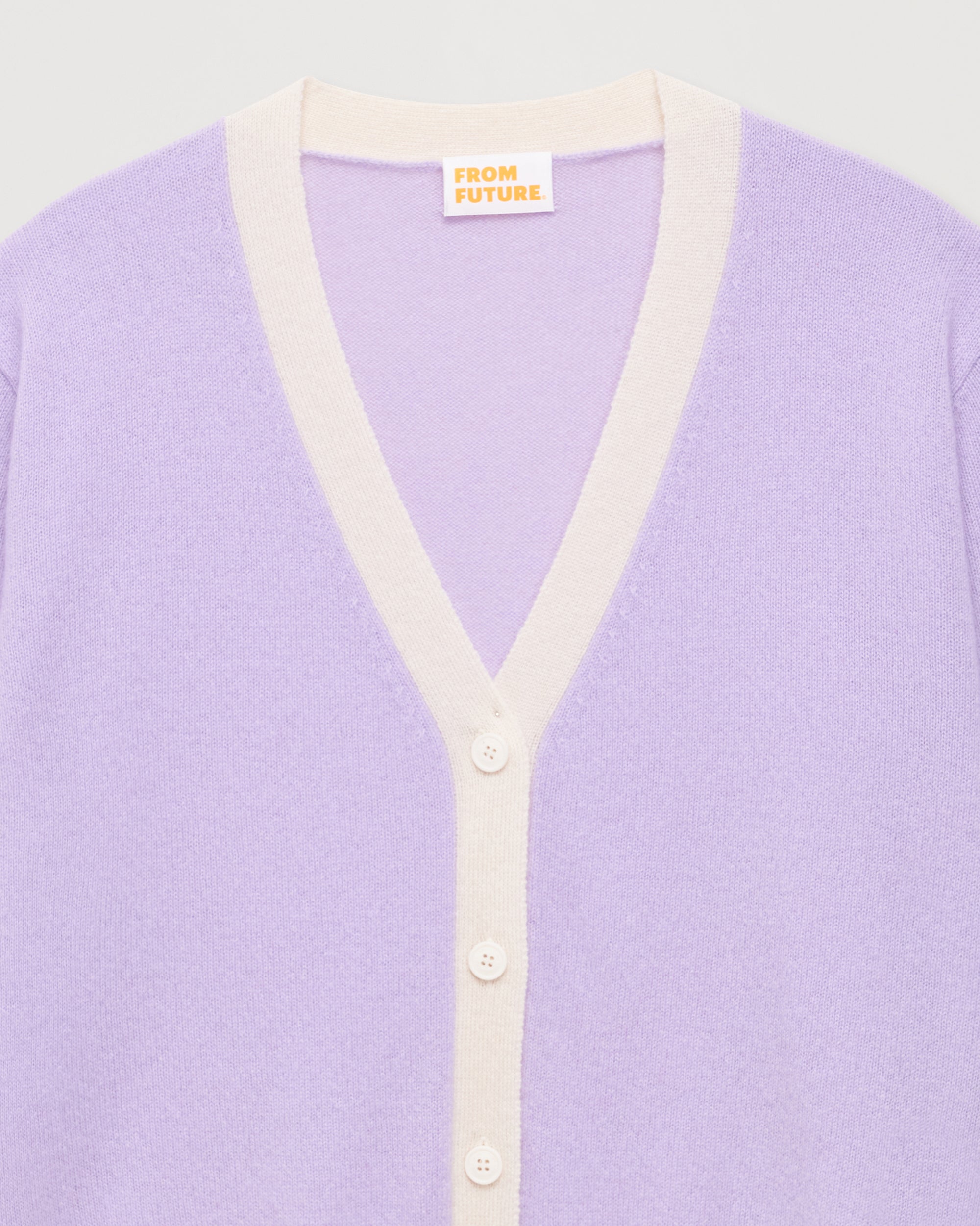 Cardigan court tricolore en cachemire - Lilac
