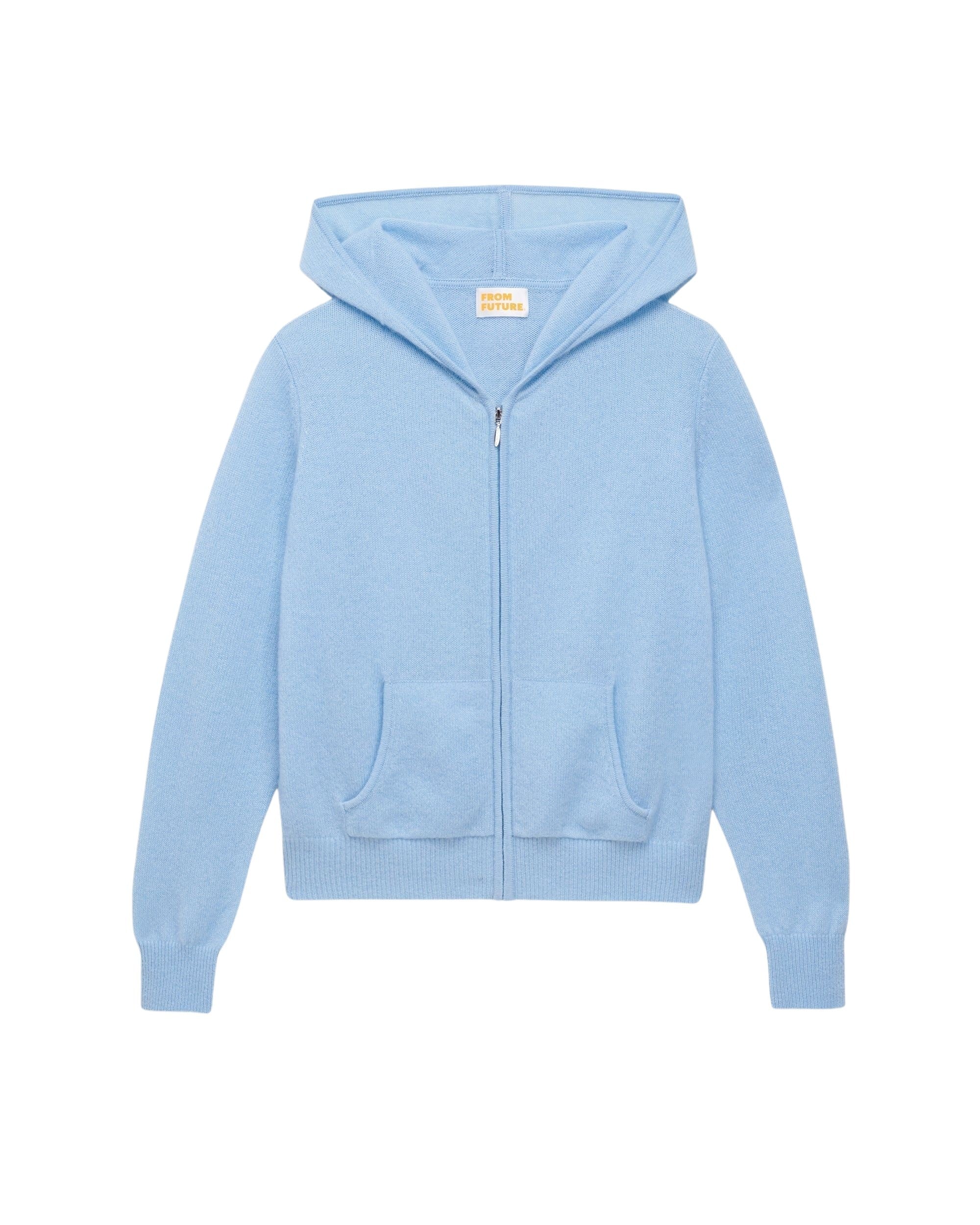 Hoodie court zippé classique en cachemire - Paradise Blue
