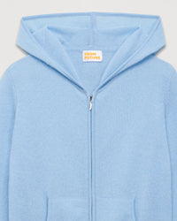Hoodie court zippé classique en cachemire - Paradise Blue