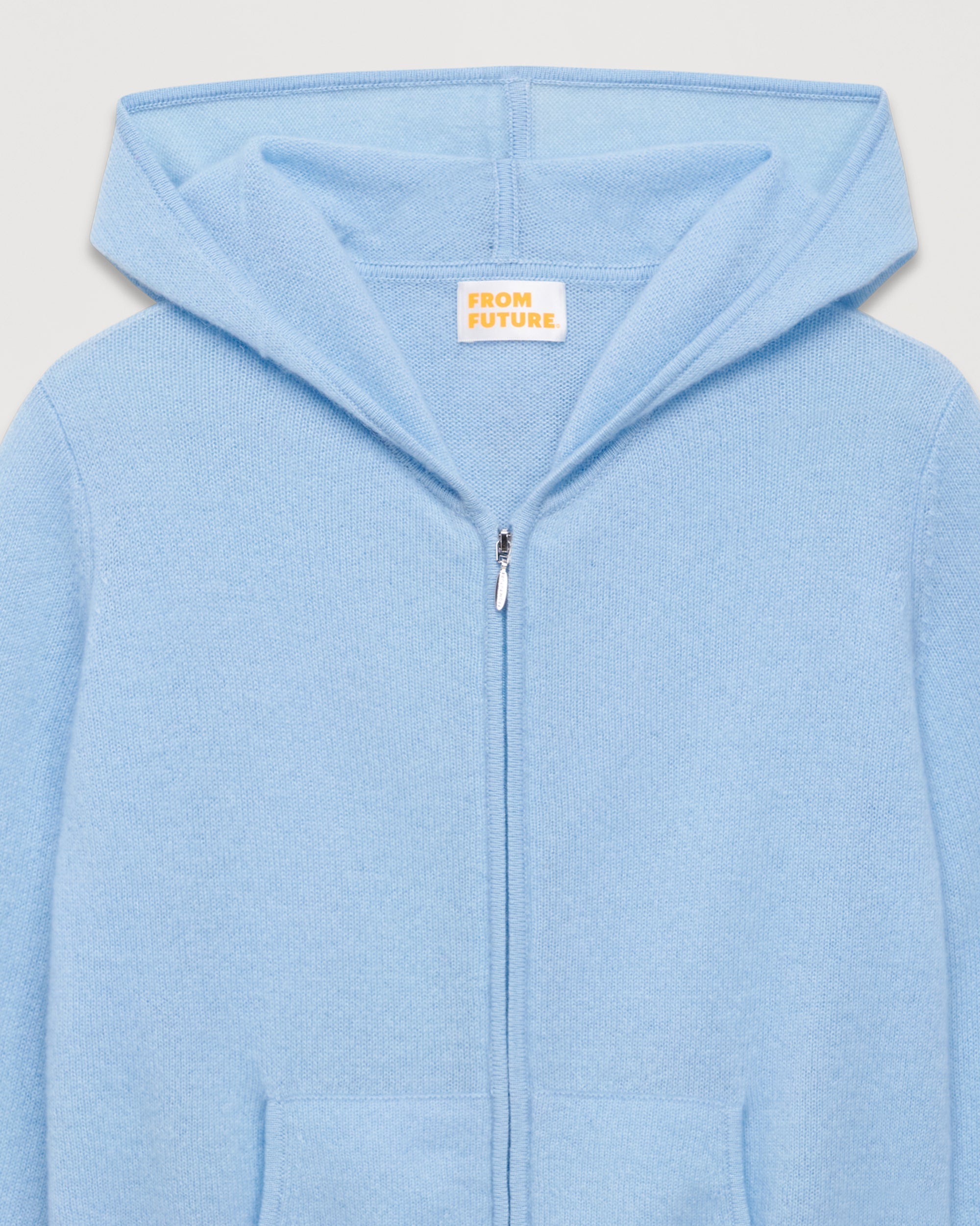 Hoodie court zippé classique en cachemire - Paradise Blue