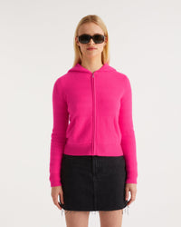 Hoodie court zippé classique en cachemire - Holiday Pink
