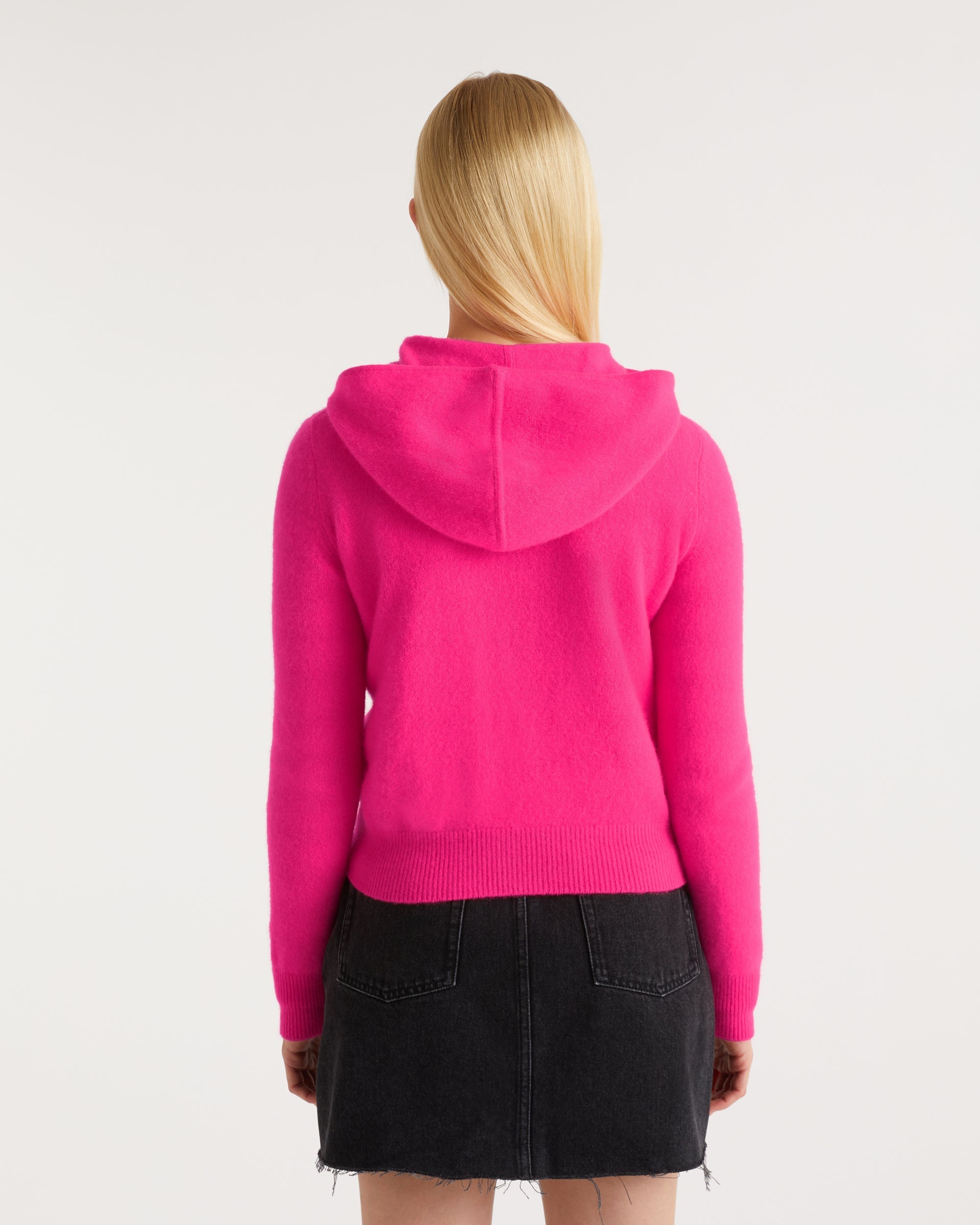 Hoodie court zippé classique en cachemire - Holiday Pink