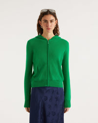 Hoodie court zippé classique en cachemire - Black