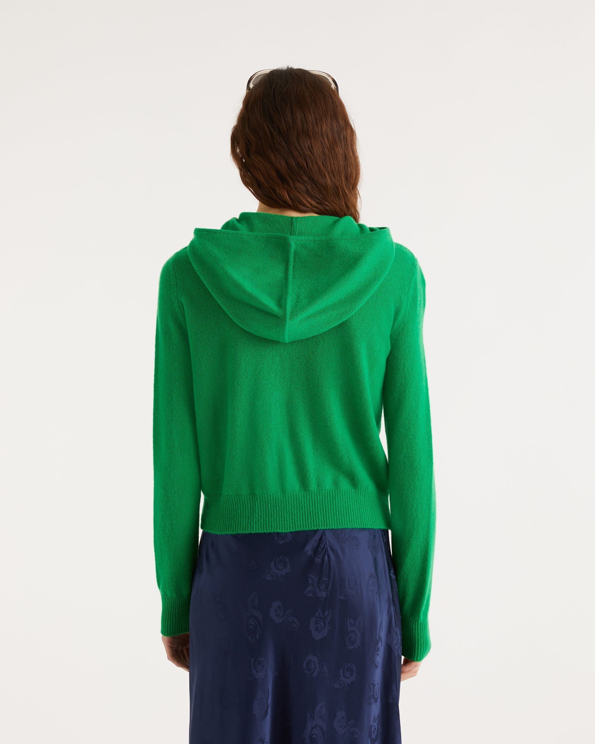 Hoodie court zippé classique en cachemire - Summer Green