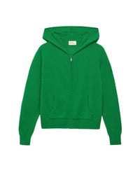 Hoodie court zippé classique en cachemire - Summer Green