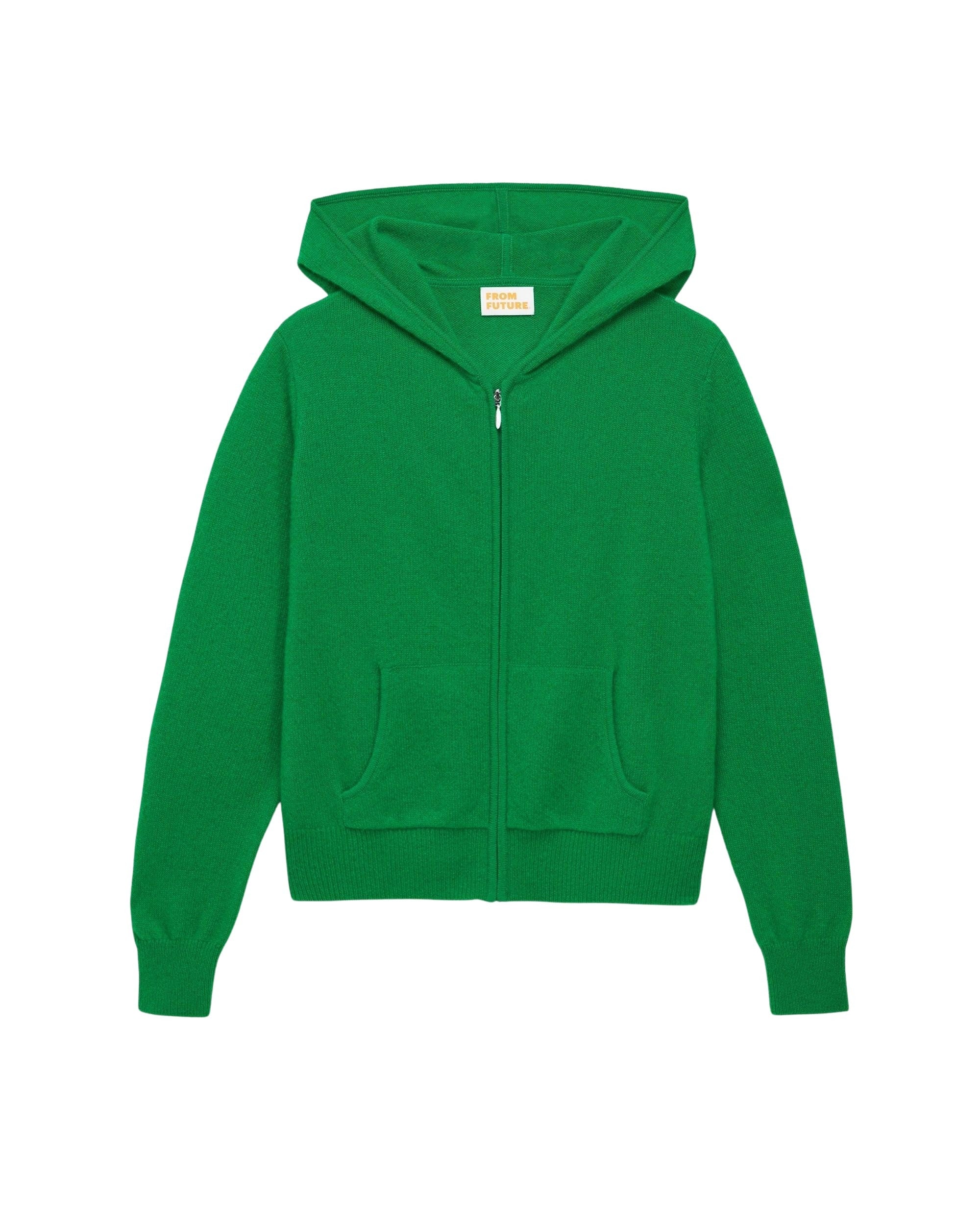 Hoodie court zippé classique en cachemire - Summer Green