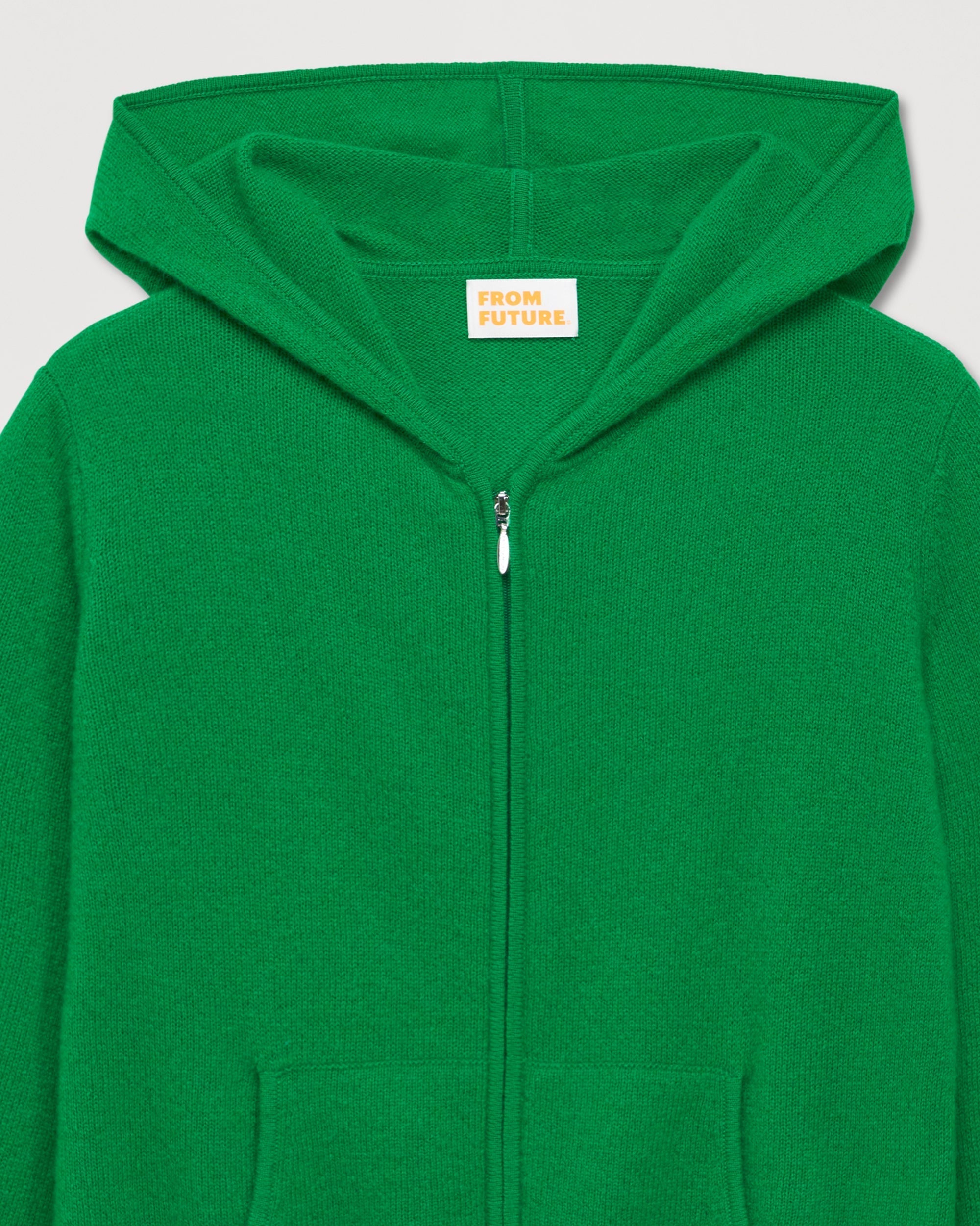 Hoodie court zippé classique en cachemire - Summer Green