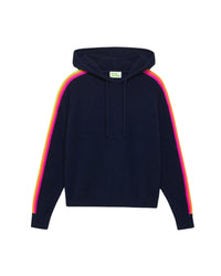 Hoodie oversize à bande multicore en cachemire - Navy