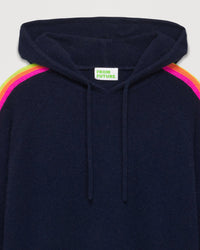 Hoodie oversize à bande multicore en cachemire - Navy