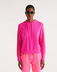 Hoodie oversize à bande multicore en cachemire - Neon Pink