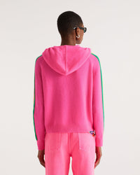 Hoodie oversize à bande multicore en cachemire - Neon Pink
