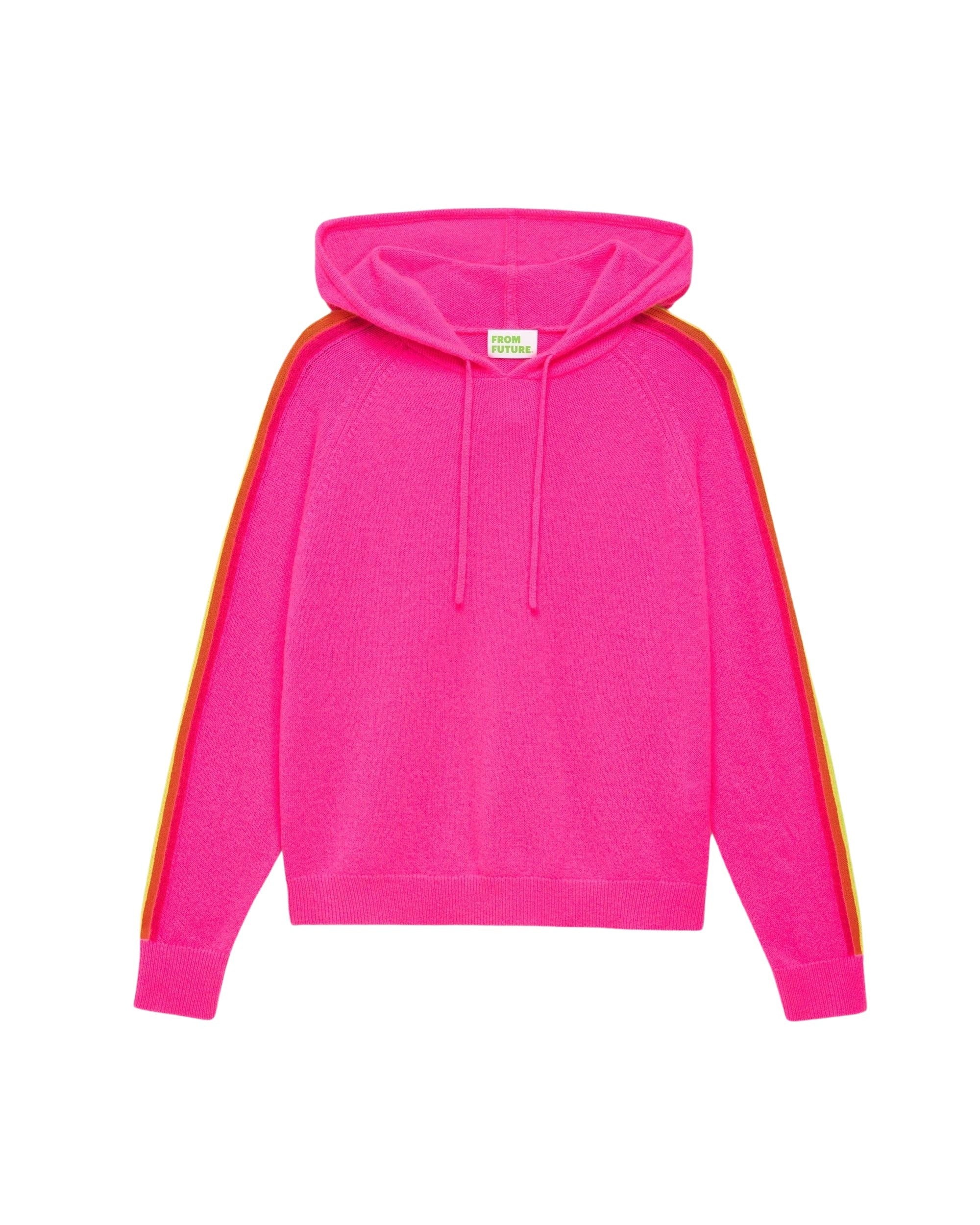 Hoodie oversize à bande multicore en cachemire - Neon Pink
