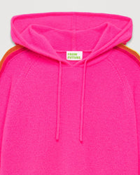 Hoodie oversize à bande multicore en cachemire - Neon Pink