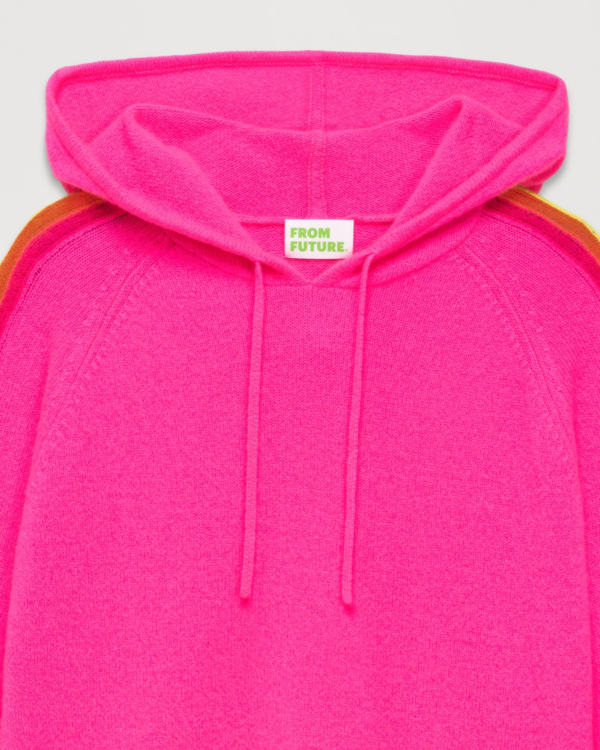 Hoodie oversize à bande multicore en cachemire - Neon Pink